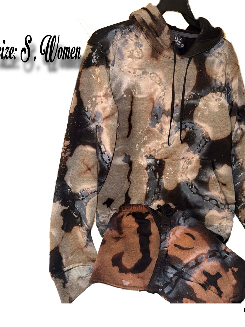 Bleached Tie-Dye Hoodie - Women’s Tan & Black Pullover